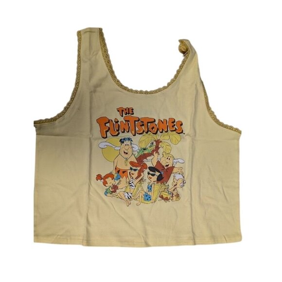The Flintstones Women's Plus Size Cropped Graphic Tank Top Yellow Size 2X - Picture 4 of 6